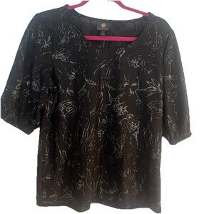 NEW NWT JM Collection Medium Sparkly Silver Black Formal Blouse Shirt Top Dinner